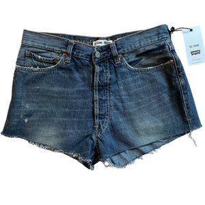 Levis X Re/done Jeans Shorts Vintage Denim Cutoffs BUTTON FLY Blue Size 28